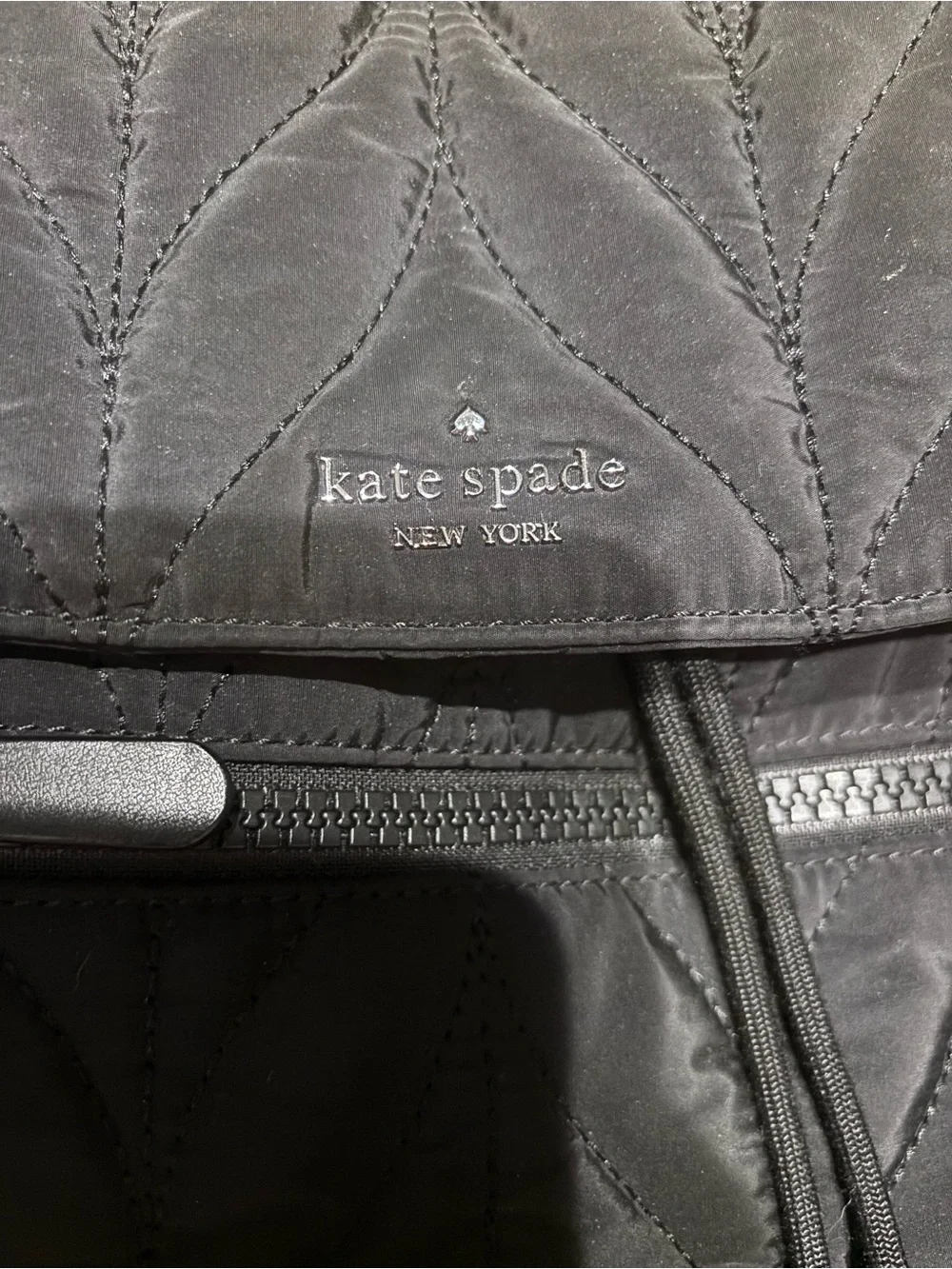 kate spade Quilted Black Drawstring Backpack